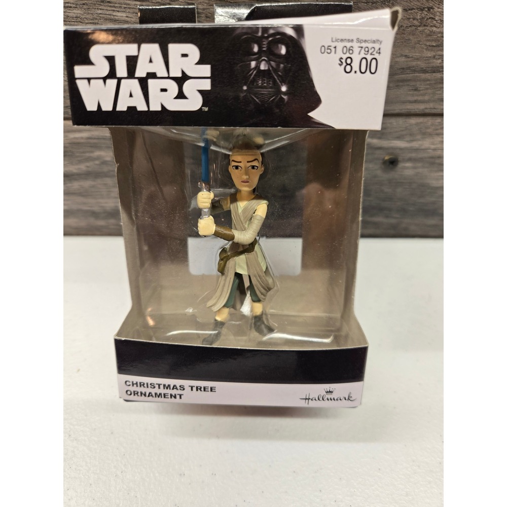 Hallmark Star Wars Rey Christmas Tree Ornament Jedi‎ Blue Lightsaber New NIB